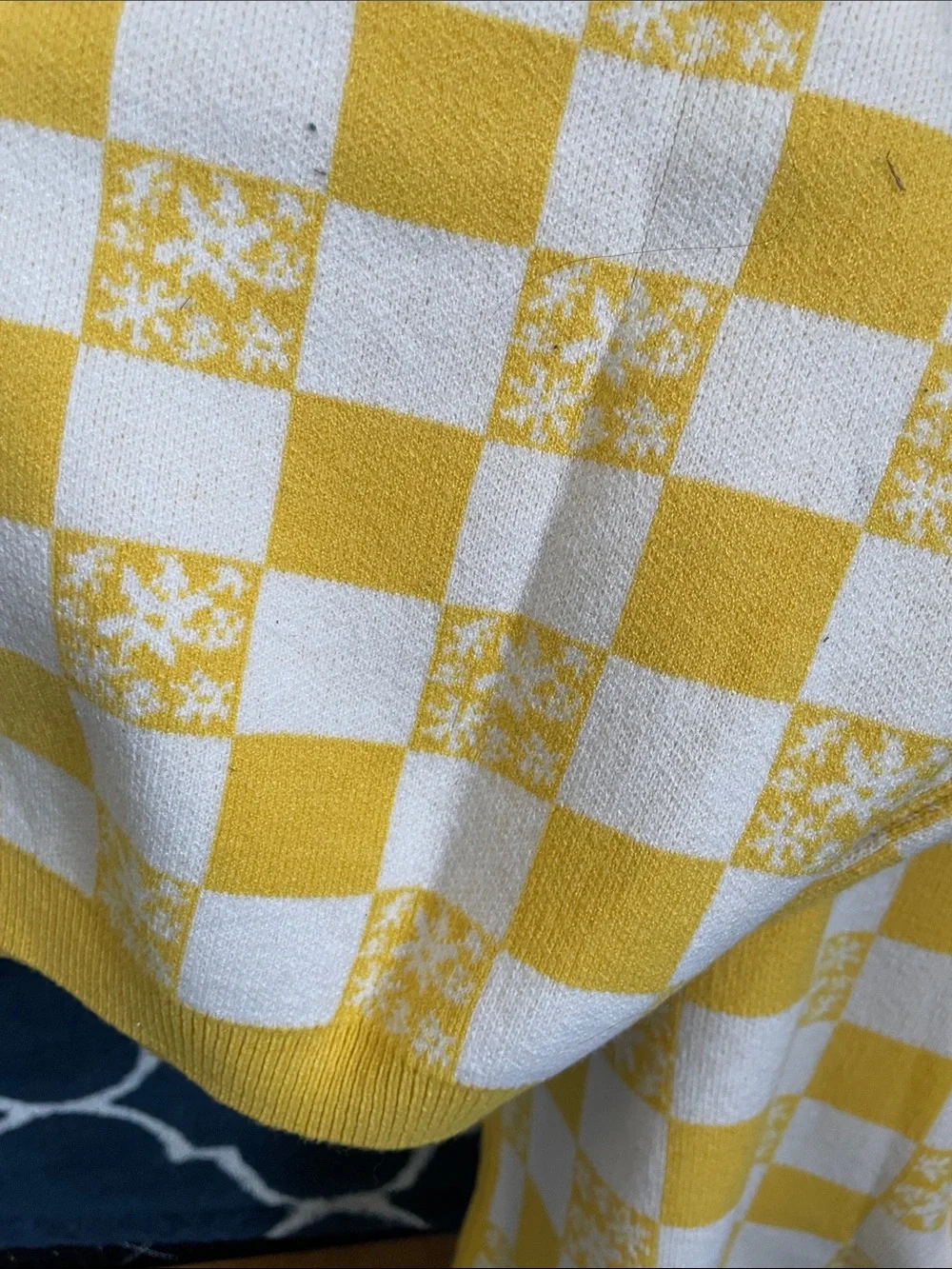 Forever 21 Yellow & White Checker Knit Midi Dress
